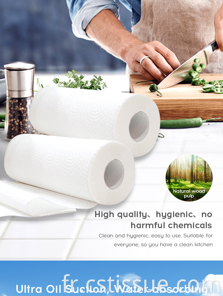 Super absorption de cuisine serviette de cuisine papier rouleau en papier nettoyage d'huile de cuisine